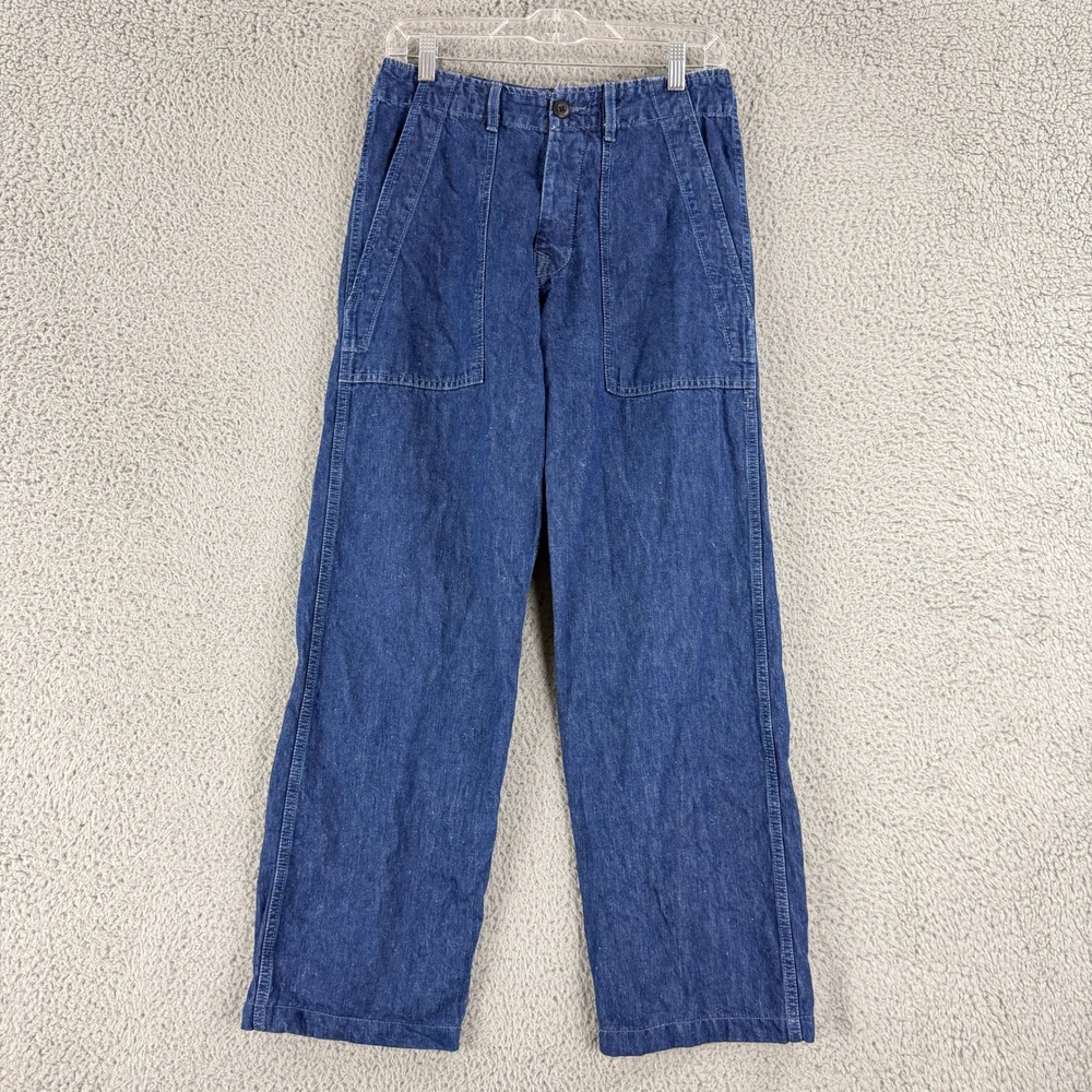 Imogene + Willie Pants Womens XS Blue Cotton Linen Wide Leg Utility Trousers
